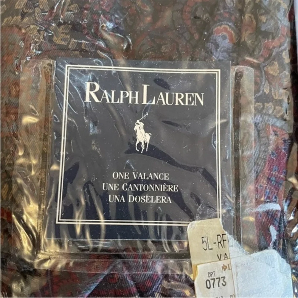 Vintage Polo Ralph Lauren Paisley Dark Blue Burgundy Valance 84x15